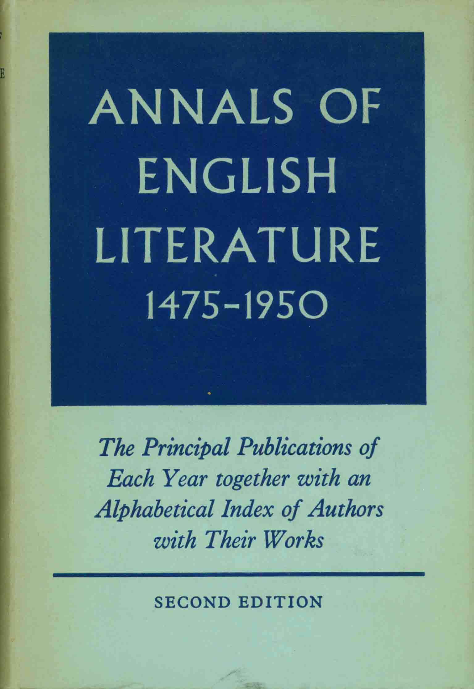 ANNALS OF ENGLISH LITERATURE 14751950.